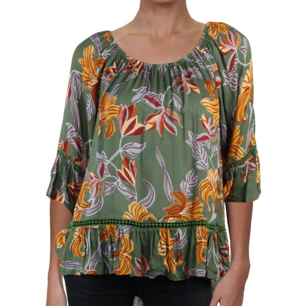 Brand New Fever Women's Woven Dotted Flowers Blouse